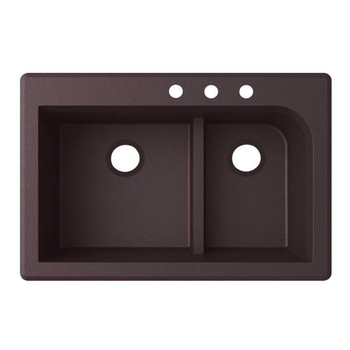 QZ03322LD.170-3C 33-in D x 22-in W x 9.5-in H Granite Dual Mount Double Bowl Kitchen Sink with 3-Hole in Espresso