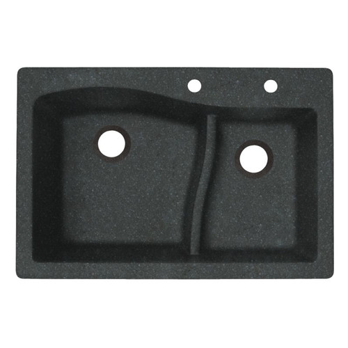 33-in D x 22-in W x 5.625-in H Granite Dual Mount Double Bowl Kitchen Sink with 2-Hole in Nero