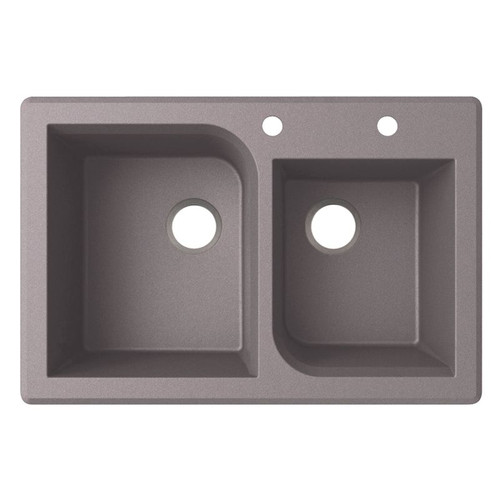 QZ03322RC.173-2B 33-in D x 22-in W x 9.563-in H Granite Dual Mount Double Bowl Kitchen Sink with 2-Hole in Metallico