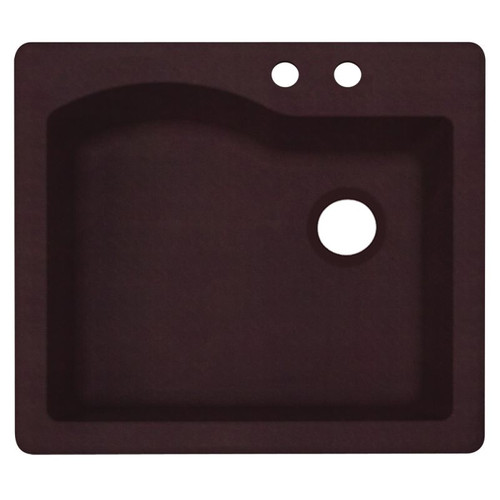 QZ02522SB.170-2B 25-in D x 22-in W x 9.5-in H Granite Dual Mount Single Bowl Kitchen Sink with 2-Hole in Espresso
