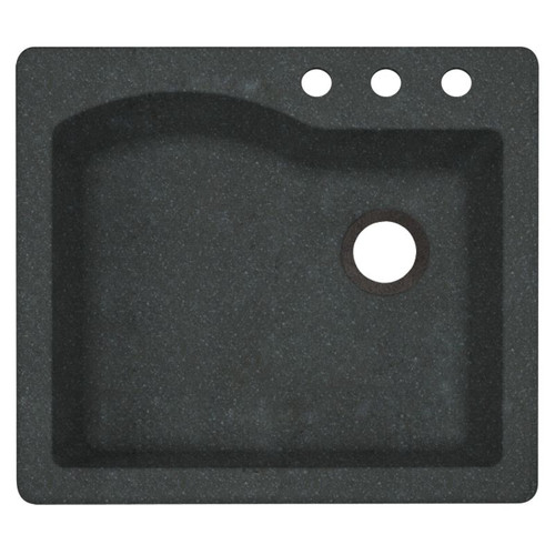25-in D x 22-in W x 9.5-in H Granite Dual Mount Single Bowl Kitchen Sink with 3-Hole in Nero