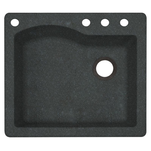 25-in D x 22-in W x 9.5-in H Granite Dual Mount Single Bowl Kitchen Sink with 4-Hole in Nero