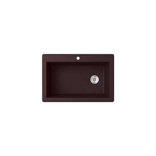 25-in D x 22-in W x 9.5-in H Granite Dual Mount Single Bowl Kitchen Sink with 1-Hole in Espresso