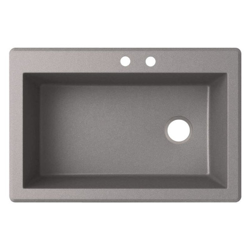 33-in W x 22-in D x 9.5-in H Granite Dual Mount Single Bowl Kitchen Sink with 2-Hole in Metallico