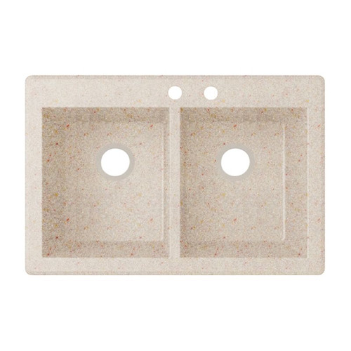 33-in D x 22-in W x 9.563-in H Granite Dual Mount Double Bowl Kitchen Sink with 2-Hole in Granito 33-in D x 22-in W x 9.563-in H Granite Dual Mount Double Bowl Kitchen Sink with 2-Hole in Granito