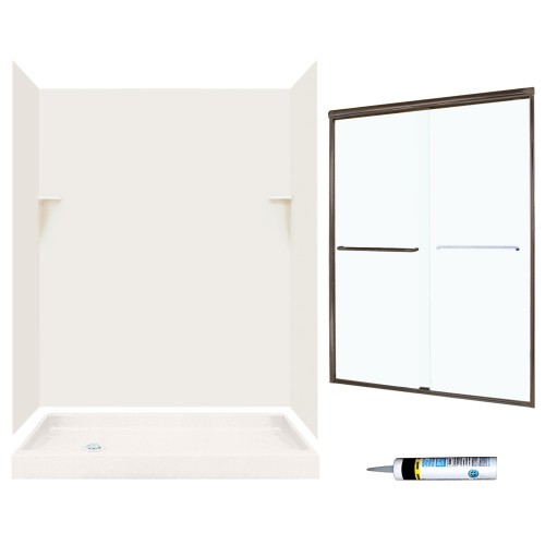 Swan SSP326L018-M58570BC 72-in x 60-in x 32-in 5-Piece Alcove Shower Kit in Bisque