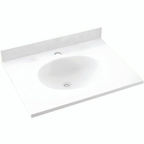 Solid Surface 19-in x 17-in Integral Single Sink Bathroom Vanity Top in White