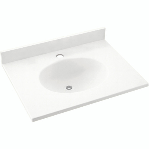 Solid Surface 19-in x 17-in Integral Single Sink Bathroom Vanity Top in Tahiti White