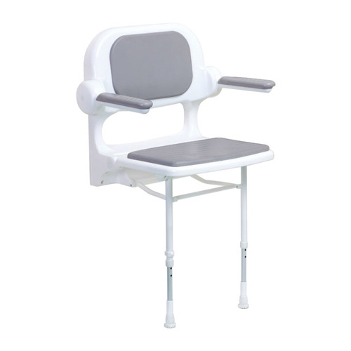 02130P Economy Standard Seat With Back and Arms in Grey