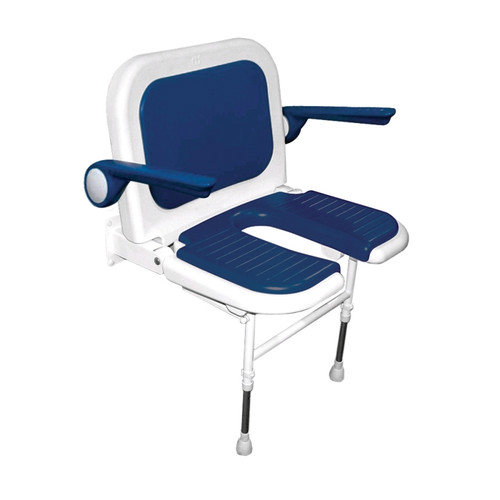 04150P Deluxe Wide U-Shaped seat with Back and Arms in Blue