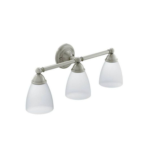 3 Light Bathroom Vanity Light with Frosted Shades in Brushed Nickel 3 Light Bathroom Vanity Light with Frosted Shades in Brushed Nickel