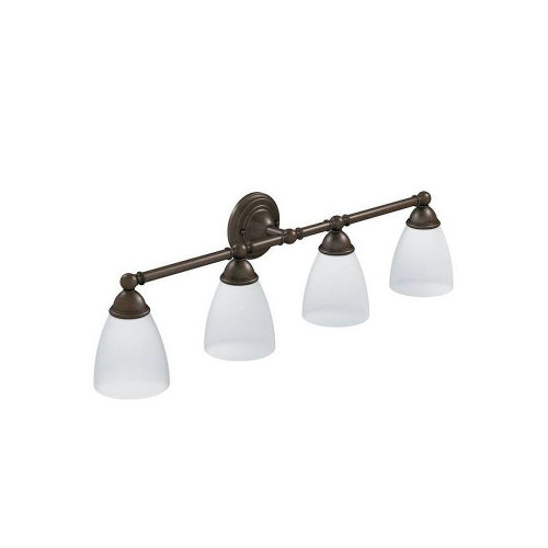 4 Light Bathroom Vanity Light with Frosted Shades in Oil Rubbed Bronze 4 Light Bathroom Vanity Light with Frosted Shades in Oil Rubbed Bronze