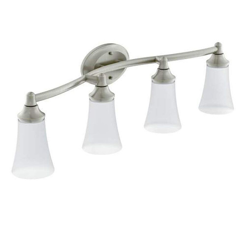 4 Light Bathroom Sconce with Frosted Shades in Brushed Nickel 4 Light Bathroom Sconce with Frosted Shades in Brushed Nickel