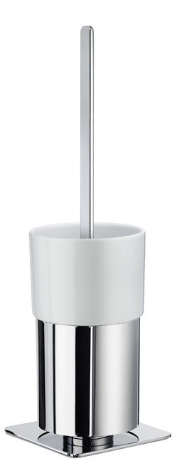 Smedbo FK321P Toilet Brush With Porcelain Glass Container in Polished Chrome/White Porcelain Smedbo FK321P Toilet Brush With Porcelain Glass Container in Polished Chrome/White Porcelain