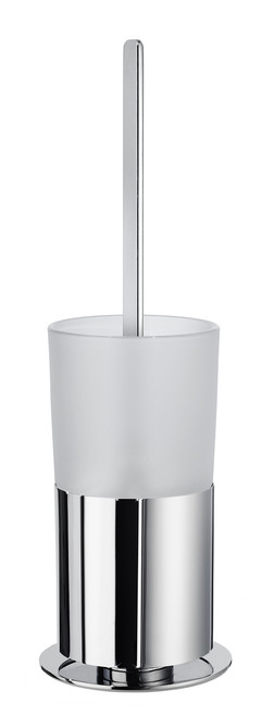Toilet Brush With Frosted Glass Container in Polished Chrome/Frosted Glass