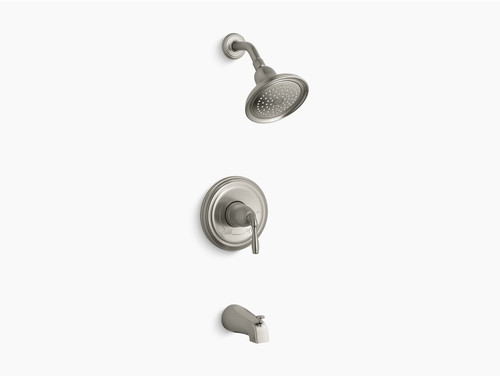 Kohler K-TS395-4-BN Rite-Temp Bath And Shower Valve Trim With Lever Handle, Npt Spout And 2.5 Gpm Showerhead in Vibrant Brushed Nickel Kohler K-TS395-4-BN Rite-Temp Bath And Shower Valve Trim With Lever Handle, Npt Spout And 2.5 Gpm Showerhead in Vibrant Brushed Nickel