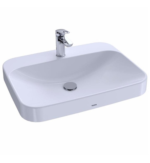 8" Mount Rectangle Vessel Lavatory Sink with 3 Faucet Holes 8" Faucet Centers in Cotton