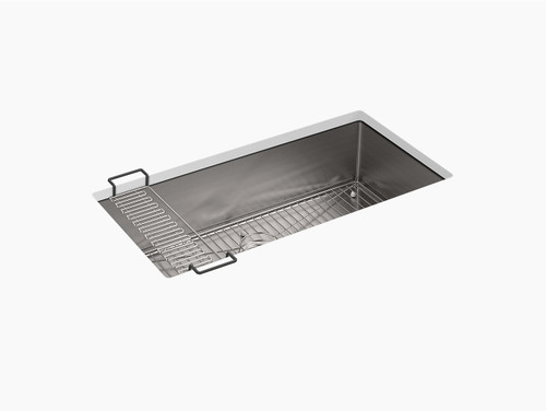35in X 18-5/16in X 9-5/16in Under-Mount Extra-Large Single Bowl Kitchen Sink with Sink Rack 35in X 18-5/16in X 9-5/16in Under-Mount Extra-Large Single Bowl Kitchen Sink with Sink Rack