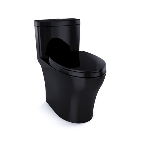 1.28 and 0.8 GPF Dual Flush One-Piece Elongated Chair Height Toilet in Ebony