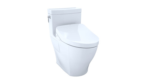 1.28 GPF One-Piece Elongated Toilet Bowl with Single Flush and Washlet+ S550E Washlet in Cotton White