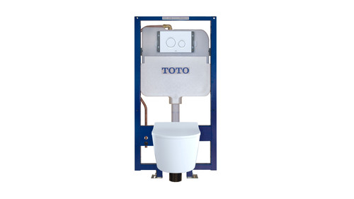 1.28 and 0.9 GPF Wall-Hung One-Piece D-Shape Toilet and In-Wall Tank System with Dual Flush in White 1.28 and 0.9 GPF Wall-Hung One-Piece D-Shape Toilet and In-Wall Tank System with Dual Flush in White