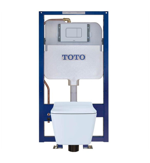 1.28 and 0.9 GPF Wall-Hung One-Piece Square-Shape Toilet and In-Wall Tank System with Dual Flush in Matte Silver 1.28 and 0.9 GPF Wall-Hung One-Piece Square-Shape Toilet and In-Wall Tank System with Dual Flush in Matte Silver