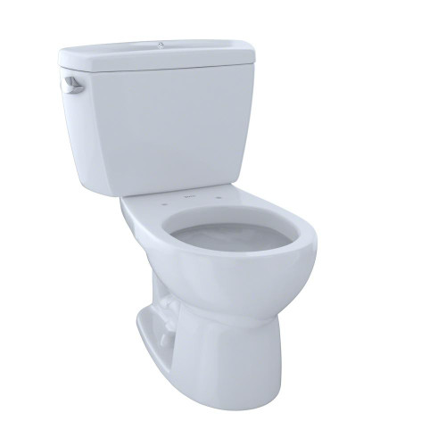 1.6 GPF Two-Piece Round Toilet with Single Flush and Boltdown Tank Lid in Cotton