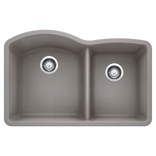 20.843-In X 32-In Double-Basin Granite Undermount Residential Kitchen Sink in Metallic Gray