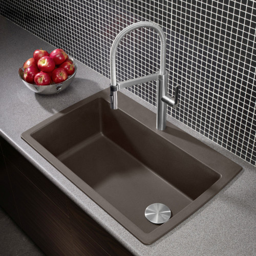 22-In X 33.5-In Single-Basin Granite Drop-In Or Undermount 1-Hole Residential Kitchen Sink in Cafe Brown