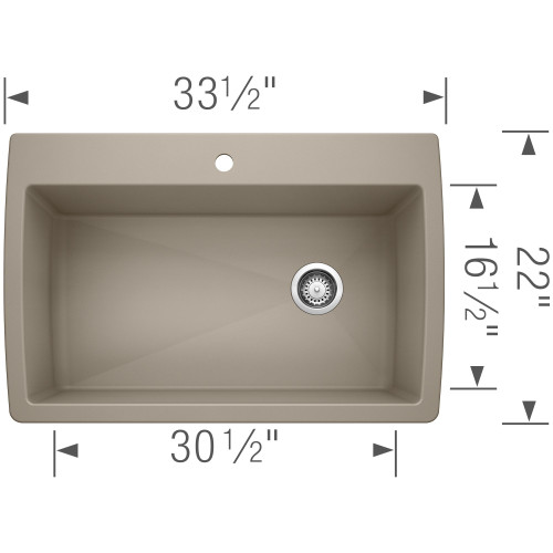 22-In X 33.5-In Single-Basin Granite Drop-In Or Undermount 1-Hole Residential Kitchen Sink in Truffle