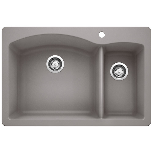 Blanco 440198 22-In X 33-In Double-Basin Granite Drop-In Or Undermount 1-Hole Residential Kitchen Sink in Metallic Gray