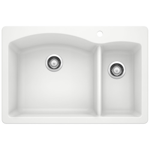Blanco 440200 22-In X 33-In Double-Basin Granite Drop-In Or Undermount 1-Hole Residential Kitchen Sink in White Blanco 440200 22-In X 33-In Double-Basin Granite Drop-In Or Undermount 1-Hole Residential Kitchen Sink in White