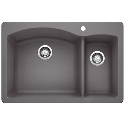 Blanco 441464 22-In X 33-In Double-Basin Granite Drop-In Or Undermount 1-Hole Residential Kitchen Sink in Cinder