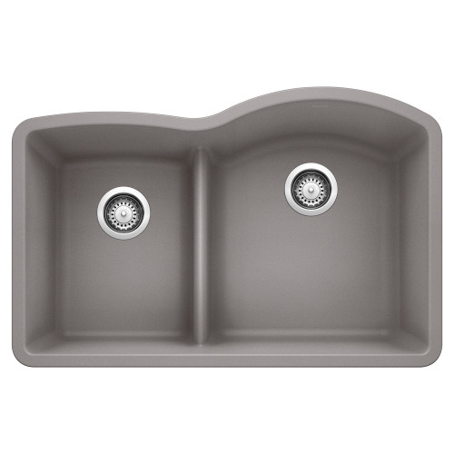32-In X 20.875-In Double-Basin Granite Undermount Residential Kitchen Sink in Metallic Gray