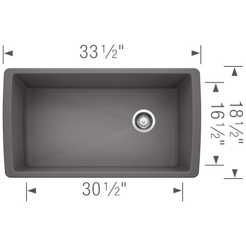 18.5-In X 33.5-In Single-Basin Granite Undermount Residential Kitchen Sink in Cinder