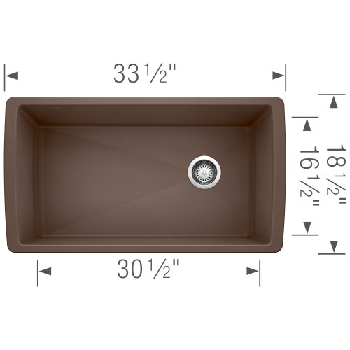 18.5-In X 33.5-In Single-Basin Granite Undermount Residential Kitchen Sink in Cafe Brown