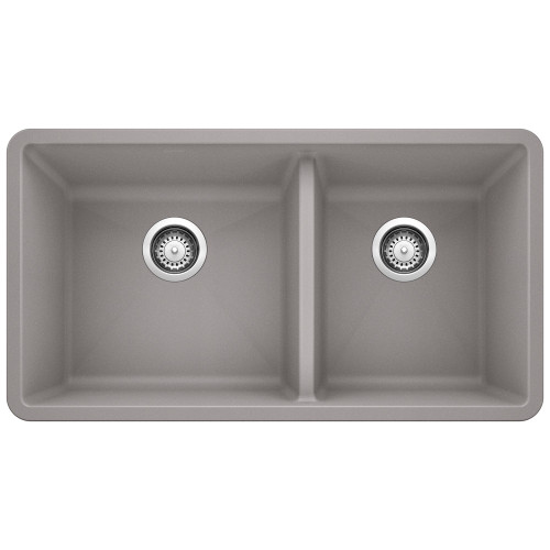 18-In X 33-In Double-Basin Granite Undermount Kitchen Sink in Gray