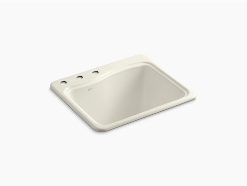 Top-Mount Utility Sink With 3 Faucet Holes On Deck On Left Side in White Top-Mount Utility Sink With 3 Faucet Holes On Deck On Left Side in White