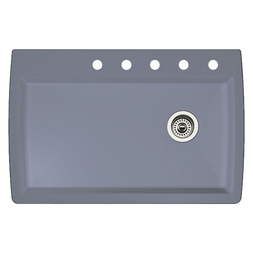 22-In X 33.5-In Single-Basin Granite Drop-In Or Undermount 5-Hole Residential Kitchen Sink in Metallic Gray