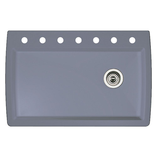 22-In X 33.5-In Single-Basin Granite Drop-In Or Undermount 7-Hole Residential Kitchen Sink in Metallic Gray