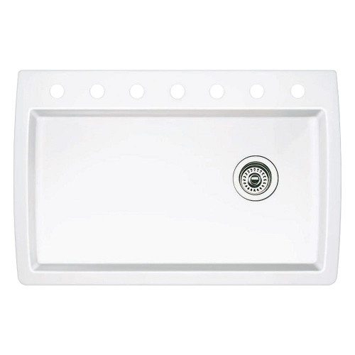 22-In X 33.5-In Single-Basin Granite Drop-In Or Undermount 7-Hole Residential Kitchen Sink in White