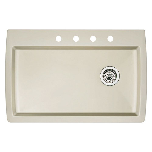 22-In X 33.5-In Single-Basin Granite Drop-In Or Undermount 4-Hole Residential Kitchen Sink in Biscuit