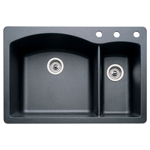 Blanco 440199-3 22-In X 33-In Double-Basin Granite Drop-In Or Undermount 3-Hole Residential Kitchen Sink in Anthracite Blanco 440199-3 22-In X 33-In Double-Basin Granite Drop-In Or Undermount 3-Hole Residential Kitchen Sink in Anthracite