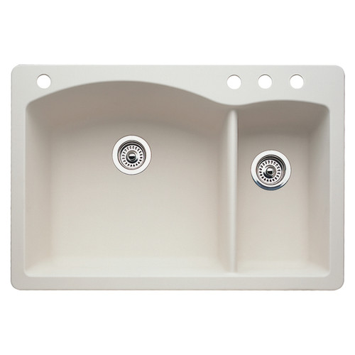 Blanco 440201-4 Diamond 22-In X 33-In Double-Basin Multi-Mount 4-Hole Kitchen Sink