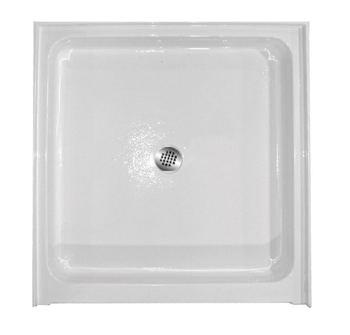 42-in x 42-in Rectangular Alcove Acrylic Shower Base with Center Drain and Low EasyStep Threshold, in White