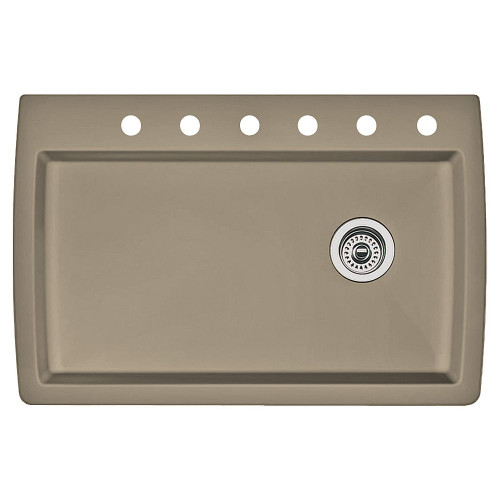 22-In X 33.5-In Single-Basin Granite Drop-In Or Undermount 6-Hole Residential Kitchen Sink in Truffle