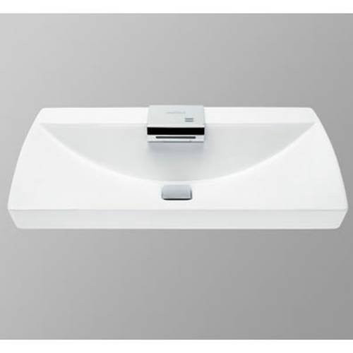 29-1/2-in Fireclay Drop In Bathroom Sink with Single Faucet Hole Drilled and SanaGloss Ceramic Glaze, Integrated Faucet Included in Cotton