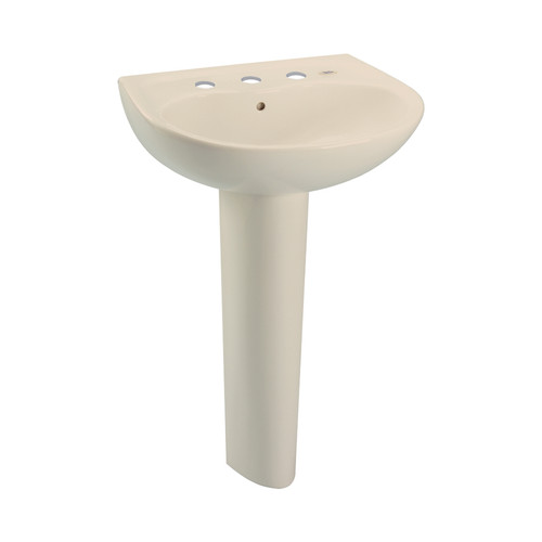 22-7/8-in Pedestal Bathroom Sink with 3 Faucet Holes Drilled, Overflow and SanaGloss Ceramic Glaze, Pedestal Included in Bone