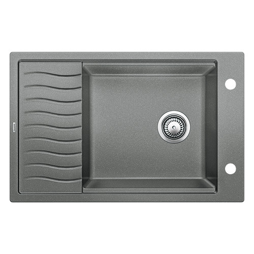 19.6875-In X 30.6875-In Single-Basin Granite Drop-In Or Undermount 2-Hole Residential Kitchen Sink With Drainboard in Metallic Gray