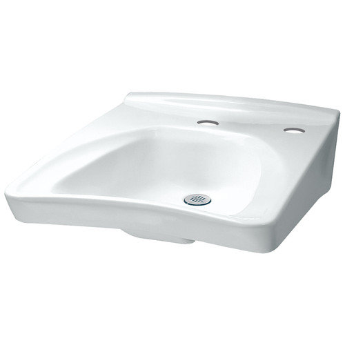 Wheelchair Users 20-1/2-in Wall Mounted Bathroom Sink with Single Faucet Hole and Soap Dispenser Hole Drilled and Overflow in Cotton